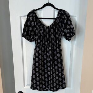 Old Navy Black Dress with White Leaf Design